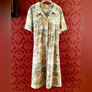 Denim & Co. button down dress with removable tie waist